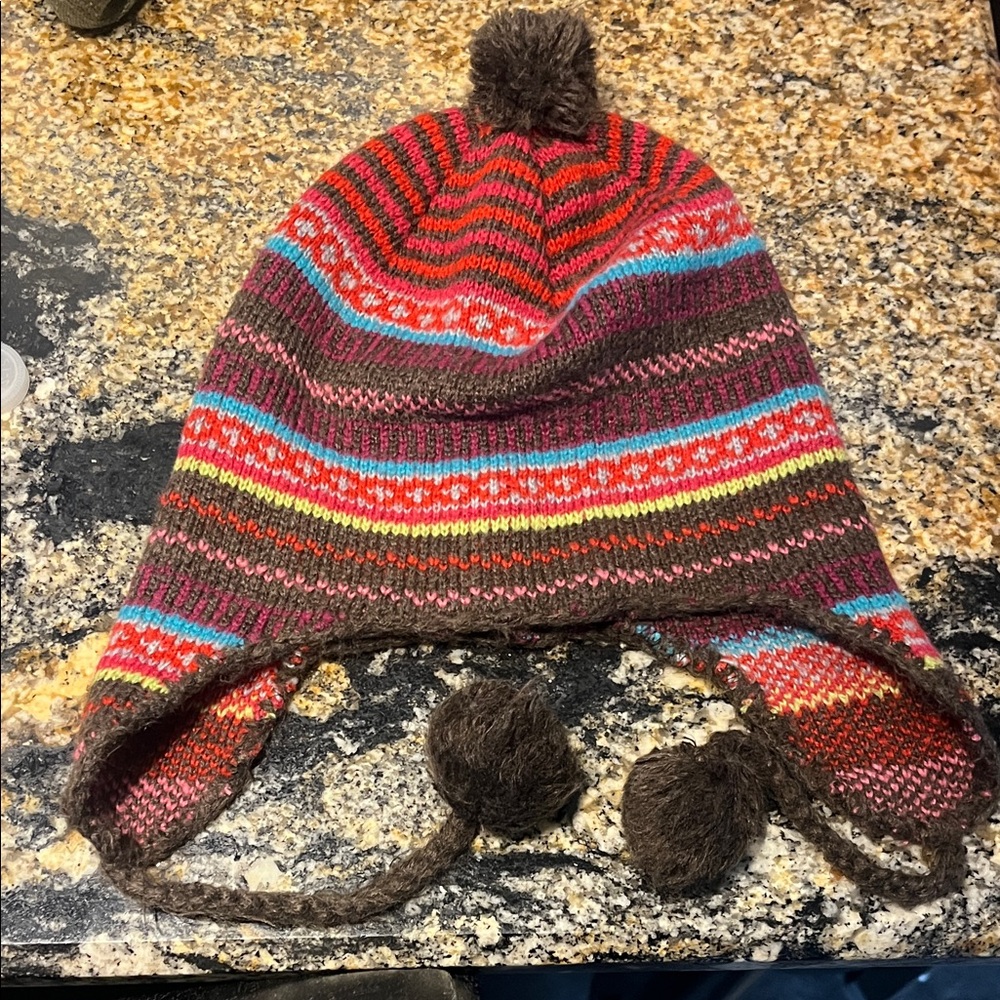 Old Navy Striped Winter Hat with Ear flaps and tassels